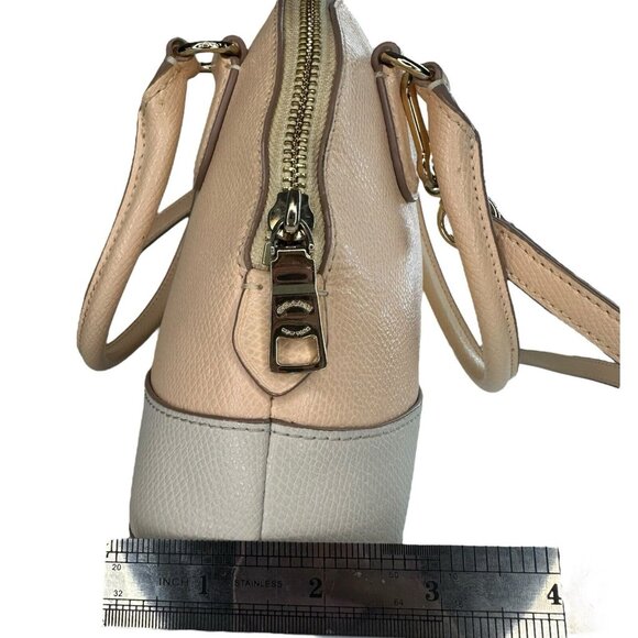 Coach Crossgrain Leather Mini Cora Crossbody Bag Satchel Bicolor Apricot Chalk - Picture 4 of 15